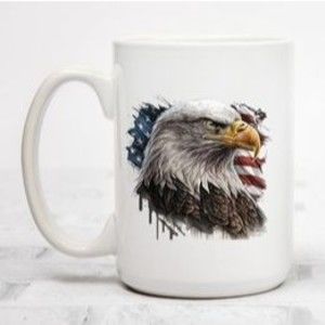 American Bald Eagle American Flag 15oz Coffee Cup Mug